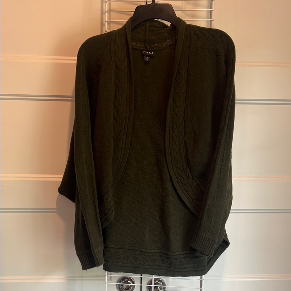 Torrid Olive Open Front Cardigan